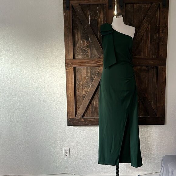 NWT PRETTYGARDEN Navy One Shoulder Long Formal Sleeveless Ruched Cocktail Dress - Picture 4 of 13